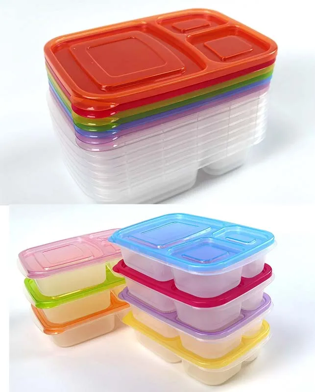 Microwave Safe Bento Box Lunch Containers 7 Pack 3 Compartments Meal ...