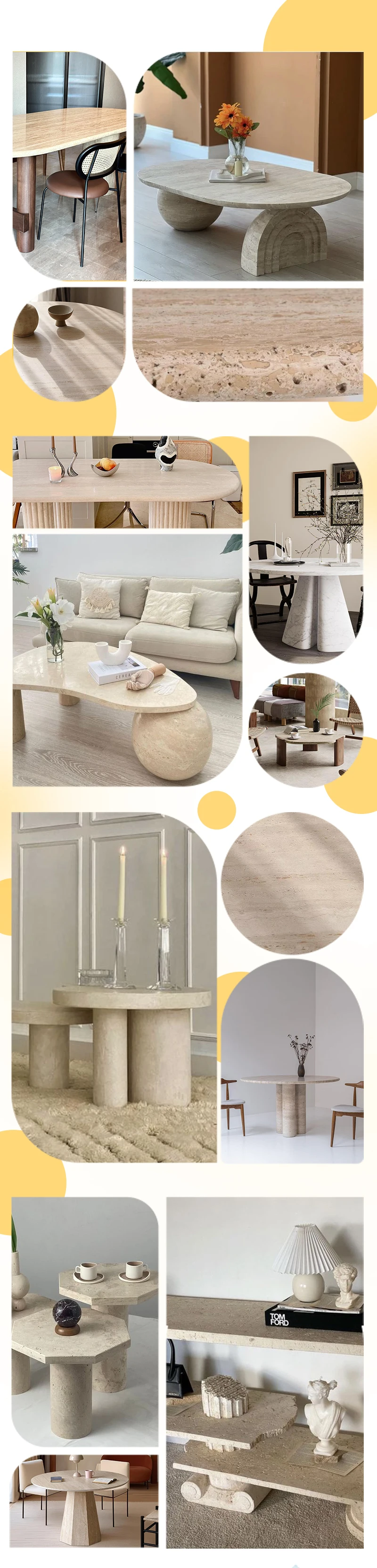 product modern luxury irregular natural stone marble coffee table wabi sabi style red oak set for home dining living room furniture-5