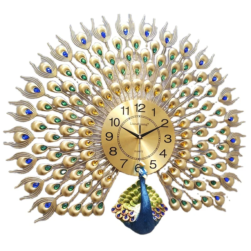 Новинка 2021, настенные часы с павлином для гостиной