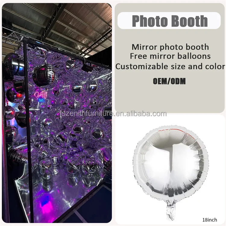 Custom Fast Delivery Detachable Magazine Photo Booth Box Mirror 360 Walk-in Metal Detachable Frame for Wedding Party
