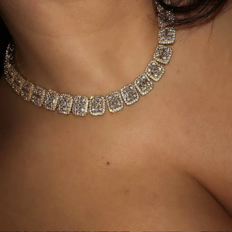 Hot Selling 13mm Baguette Rhinestone Tennis Necklace