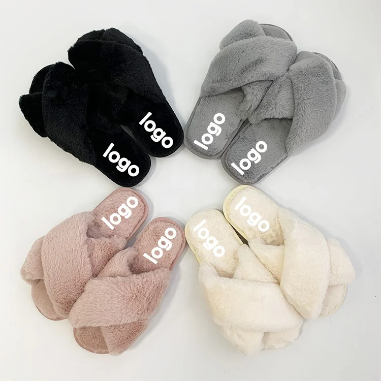 36 Wholesale Slipper With Strap For Women Fuzzy Slide Sandal Shoes Fluffy Faux Fur Womens House Bedroom Plush Open Toe Warm Comfy Cozy Indoor Outdoor