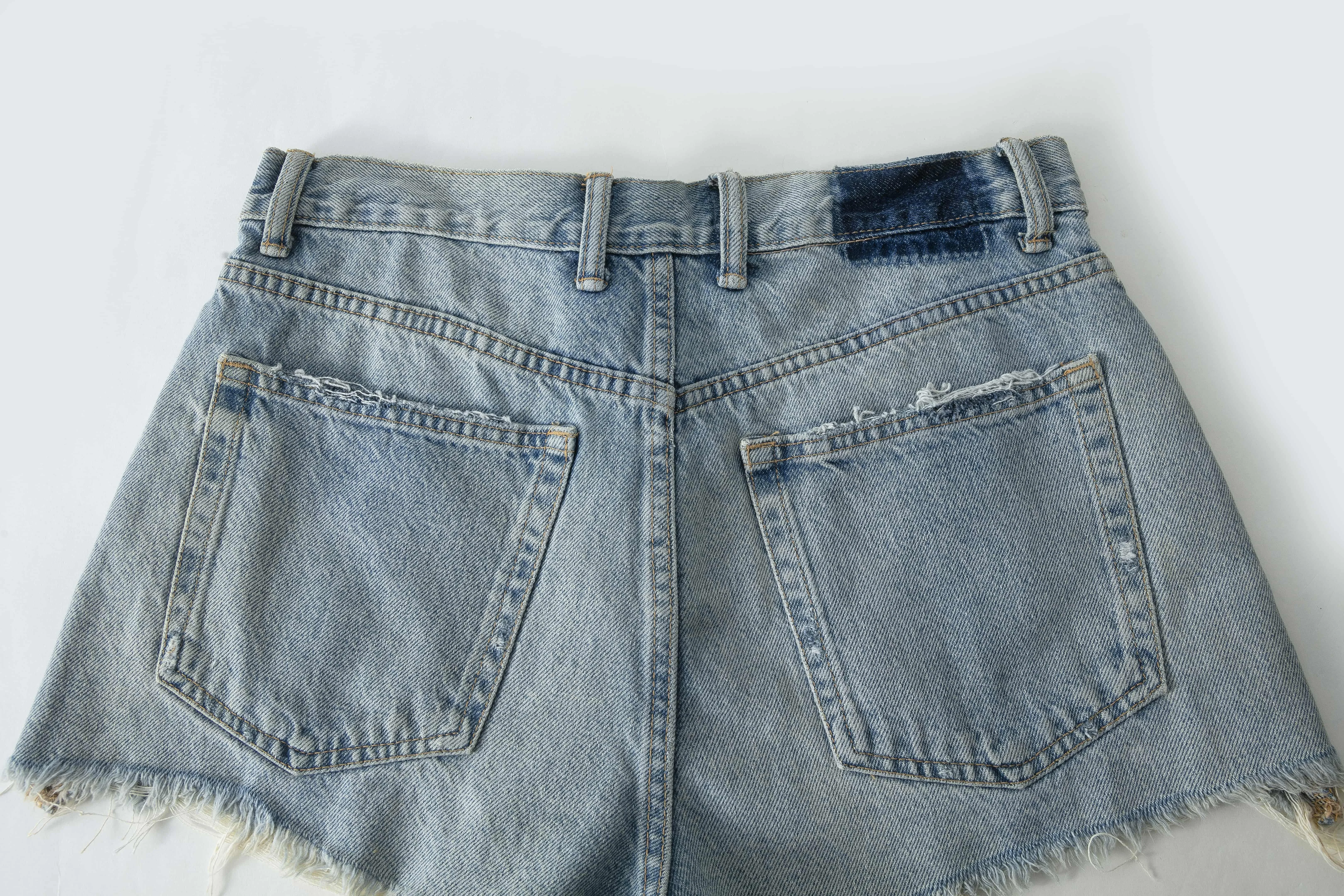 Clothing Manufacturers Ripped Hole Button Ladies Custom Denim Pants Denim Shorts Women's Shorts Women Jeans