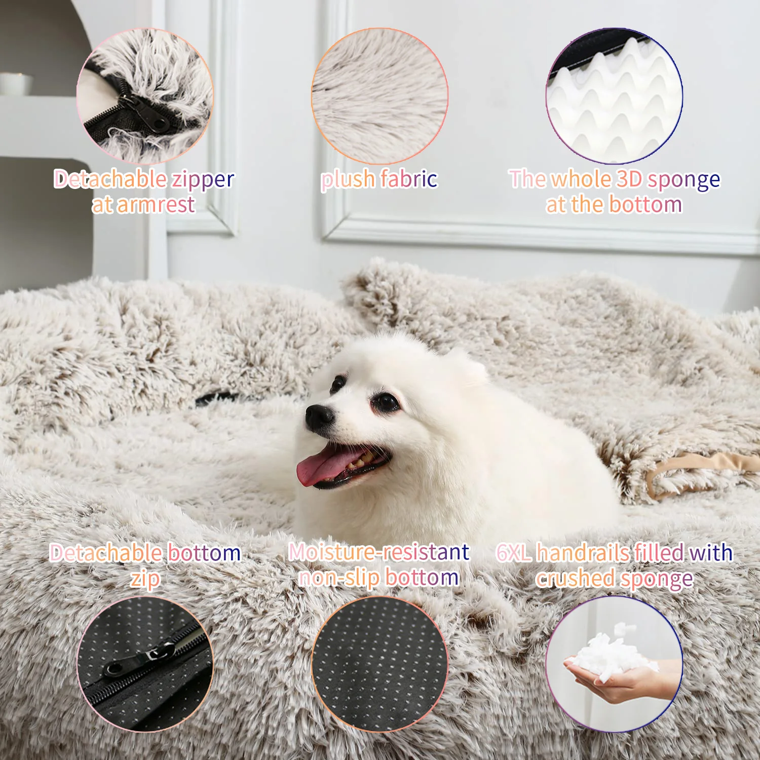 New fluffy customized calming washable luxury extra large big plush giant human sized xxl dog bed for human details