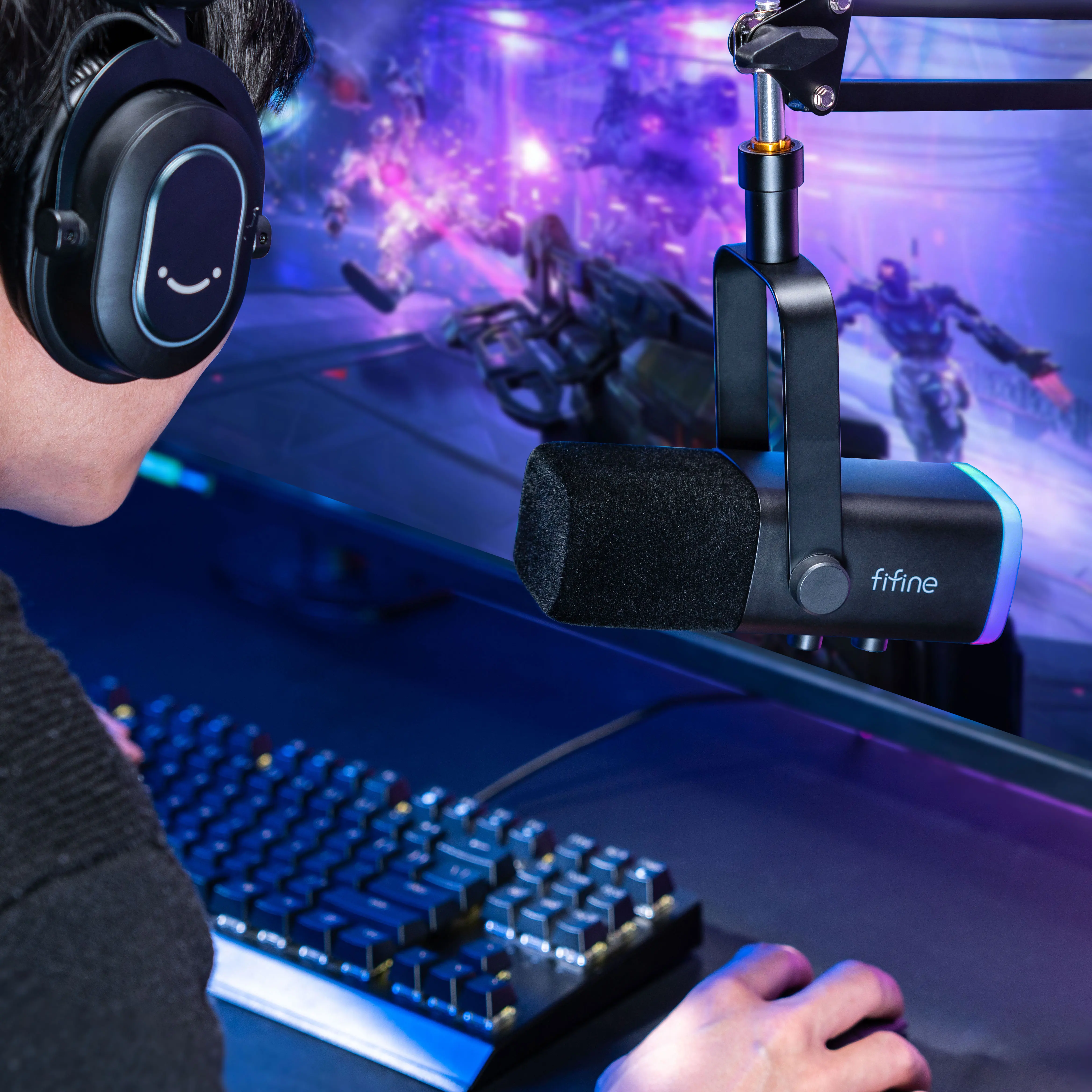 Fifine AM8T Gaming Microphone - USB, XLR, RGB, Noise Cancelling