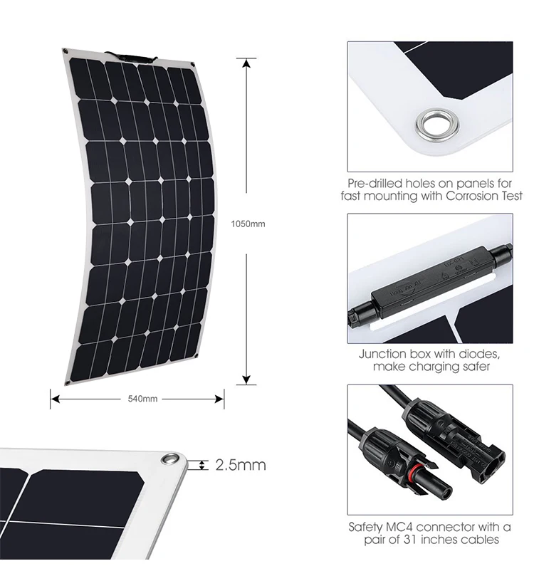 Wholesale Etfe Flexible Solar Panels 100w 110w 150w 160w 250w Sun Power ...