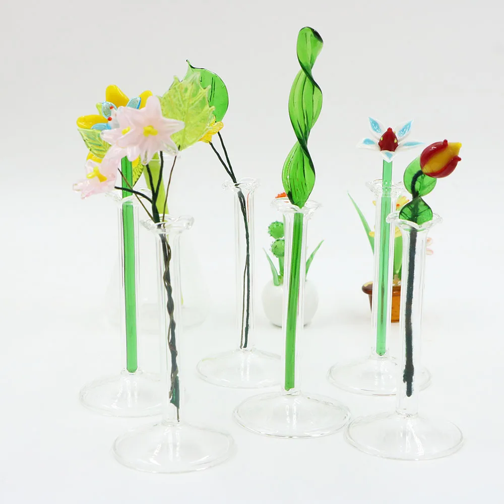 Wholesale  Handmade lampwork borosilicate glass plant vase transparent glass clear vase for flowers