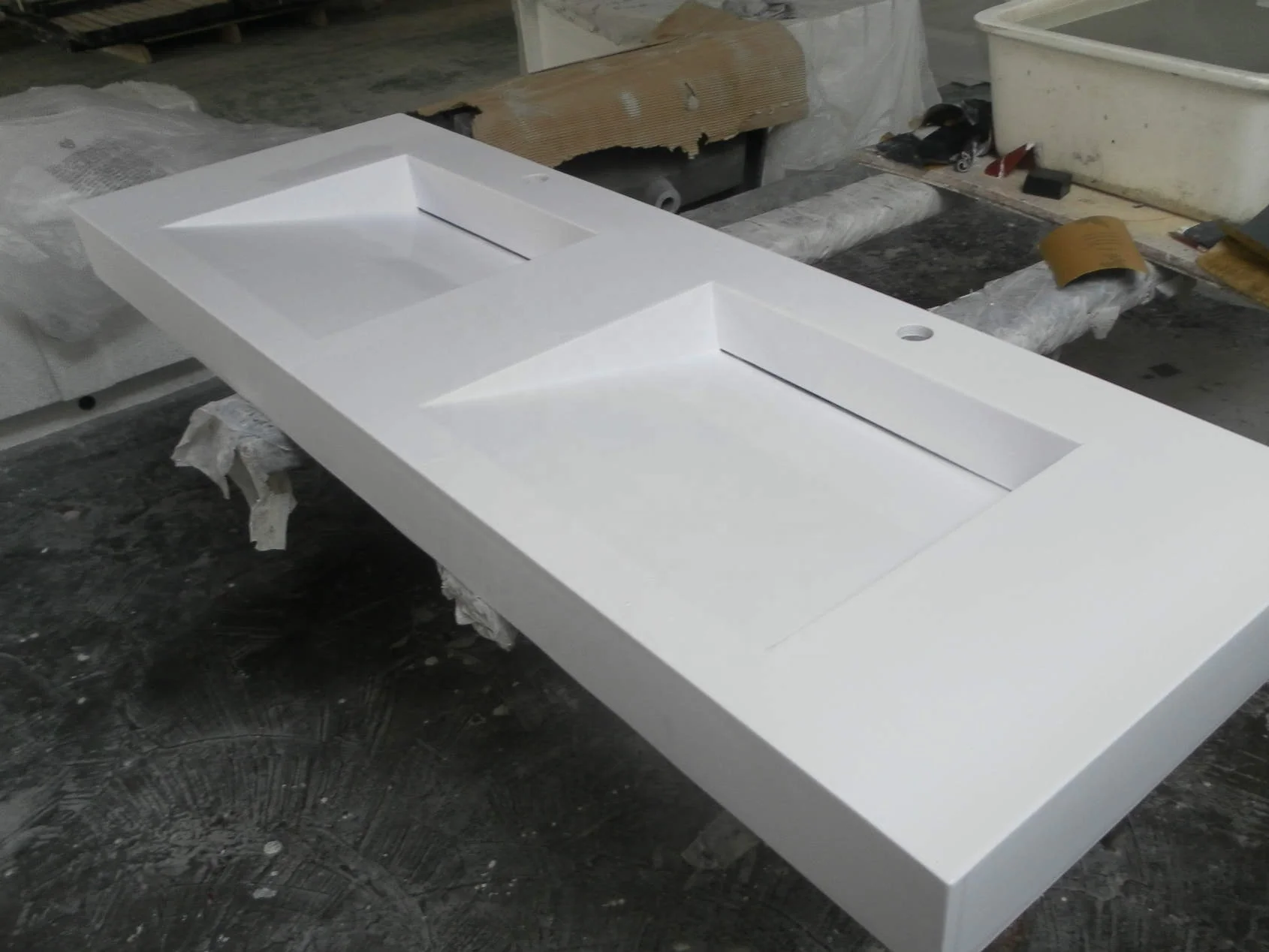 BOTON STONE Custom Made Solid Surface Bathroom Furniture Wash Basin Sink Wall Hung Basin