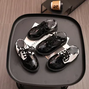 Girls' Black Leather Dress Shoes for 3-6 Years Korean Style with Soft Soles for Party Spring Collection for Ages 6-12