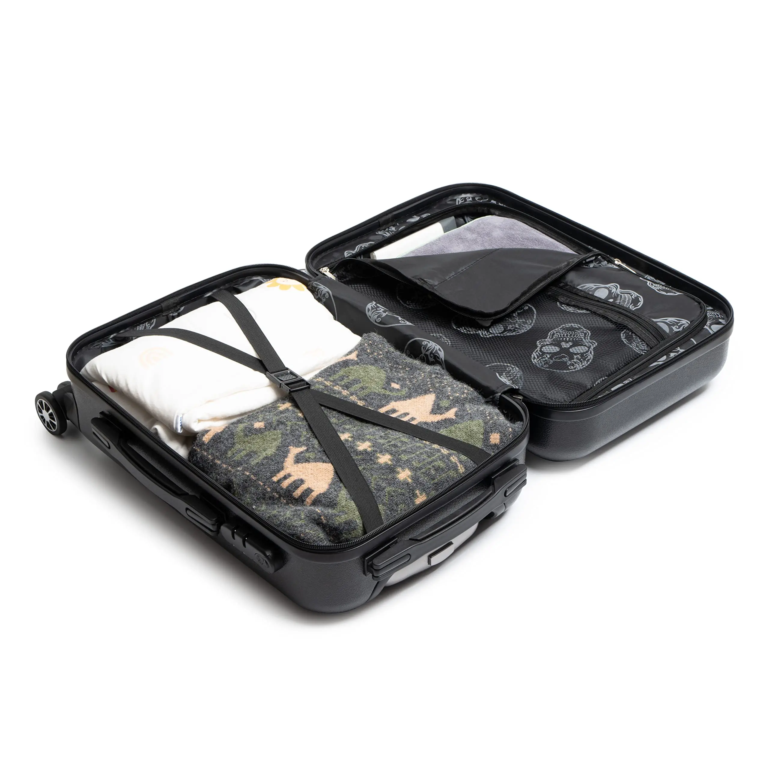 Sugar Skull Travel Suitcase With Wheels Spinner Rolling Luggage Bag for Traveling Hard Shell Spinner Carry on Baggage