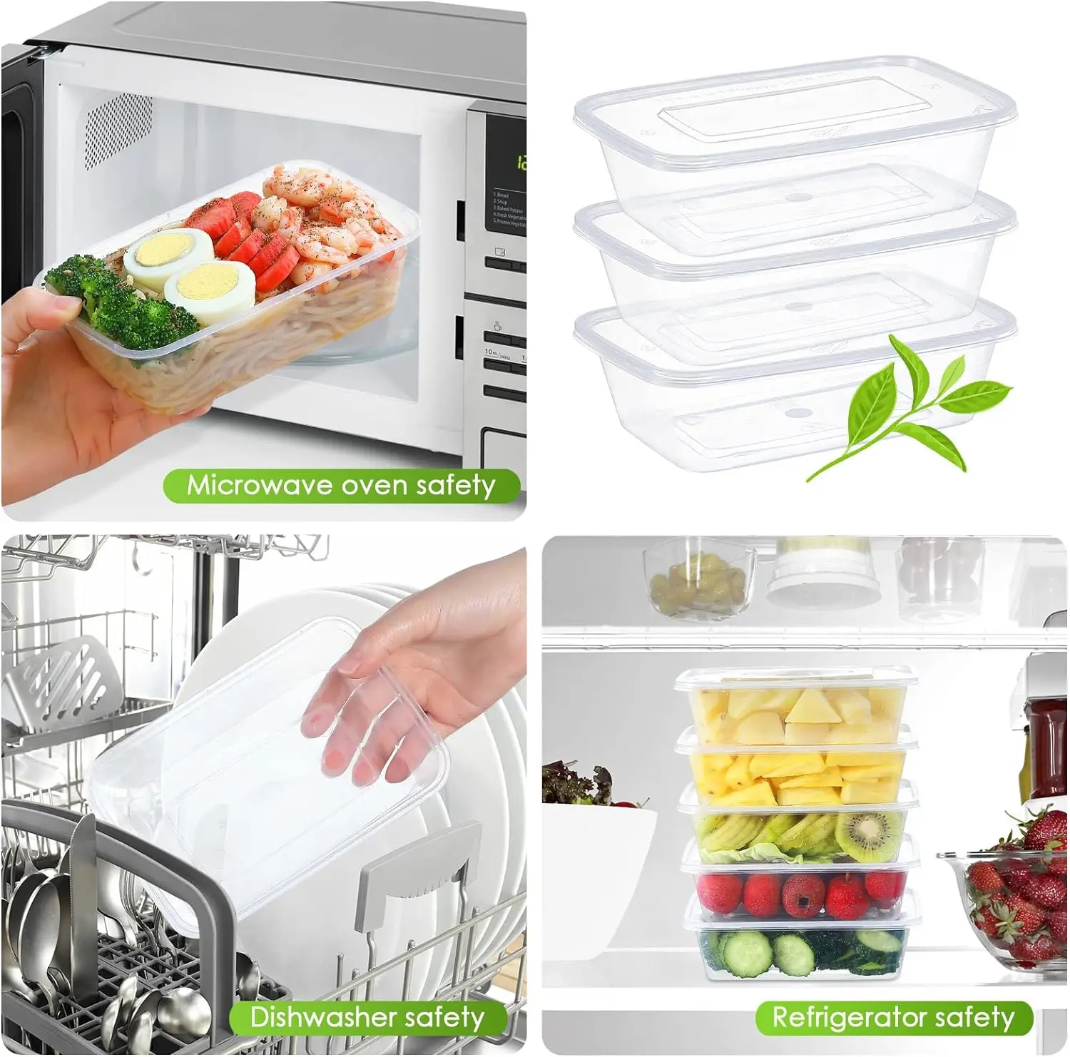 Packing Use PP Disposable Plastic Microwave Rectangular Food Container 650ml