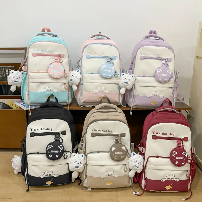 Wholesale Pcs Nylon Fashion Color Matching Backpack Set