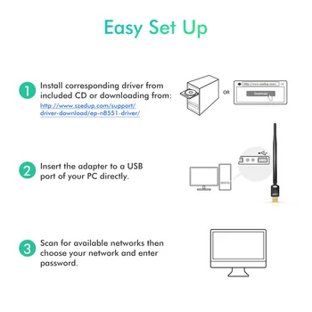 EDUP USB WiFi Adapter for PC, Wireless Network Adapter for Desktop- Dongle  High Gain 6dBi Antenna Support Desktop Laptop Compatible with Windows