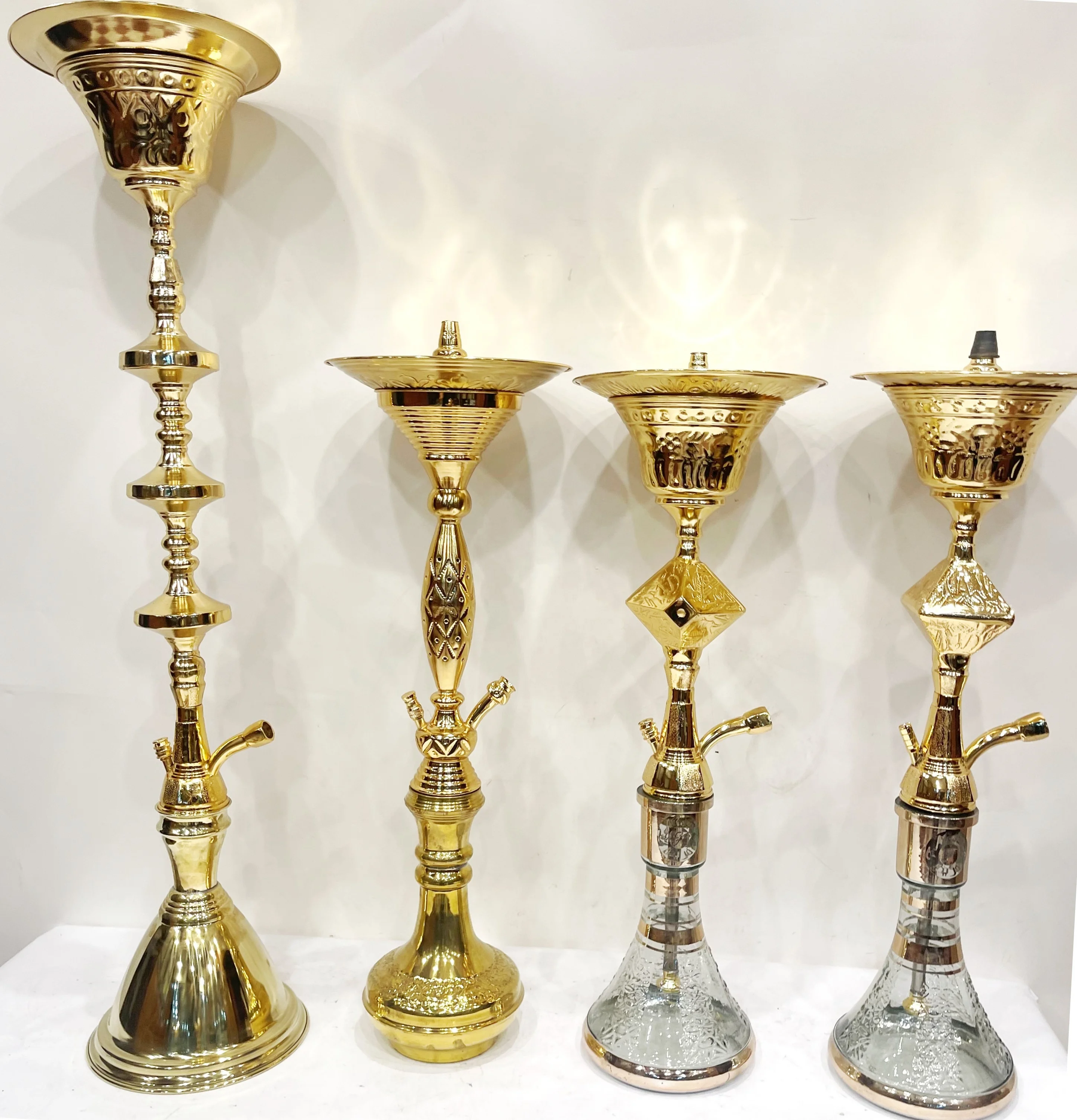 Best Quality Farida Luxury Egyptian Lacquer Gold Plated Stainless Steel Oval Hookah Chillers with Sheesha Design