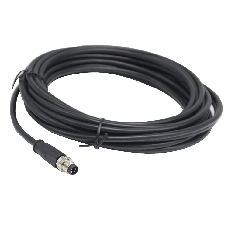 M8 Connector Cable A Code Sensor PVC Molding Un-shielding Circular Straight Male 4 Pin Plug Ip67 Waterproof