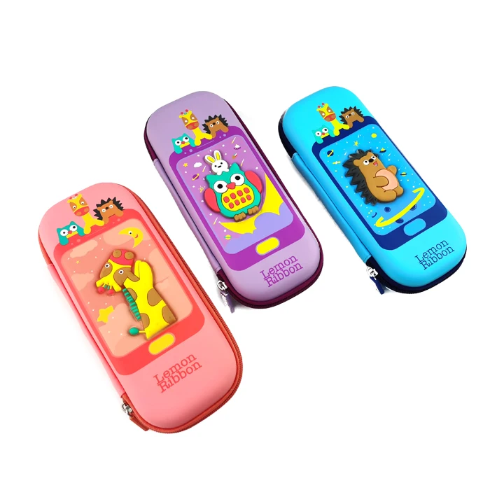 2024 Top Selling Cute OEM Silk Printing Eva Kids Pencil case Pencil Pouch with Light LED