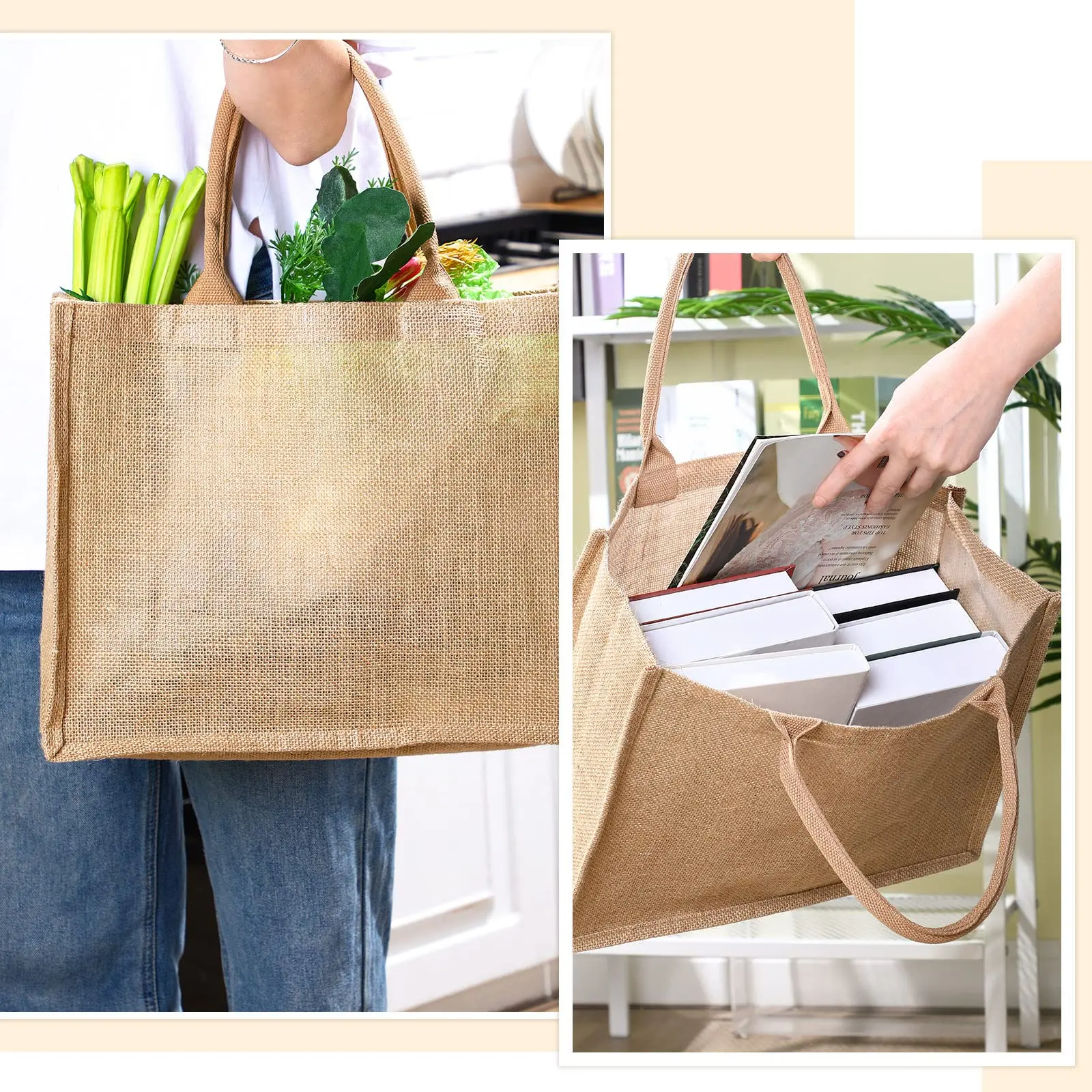 Wholesale Eco-Friendly Materials Recycled 100% Jute Bags Blank Burlap Jute Tote Bags With Handles Custom Printed Logo