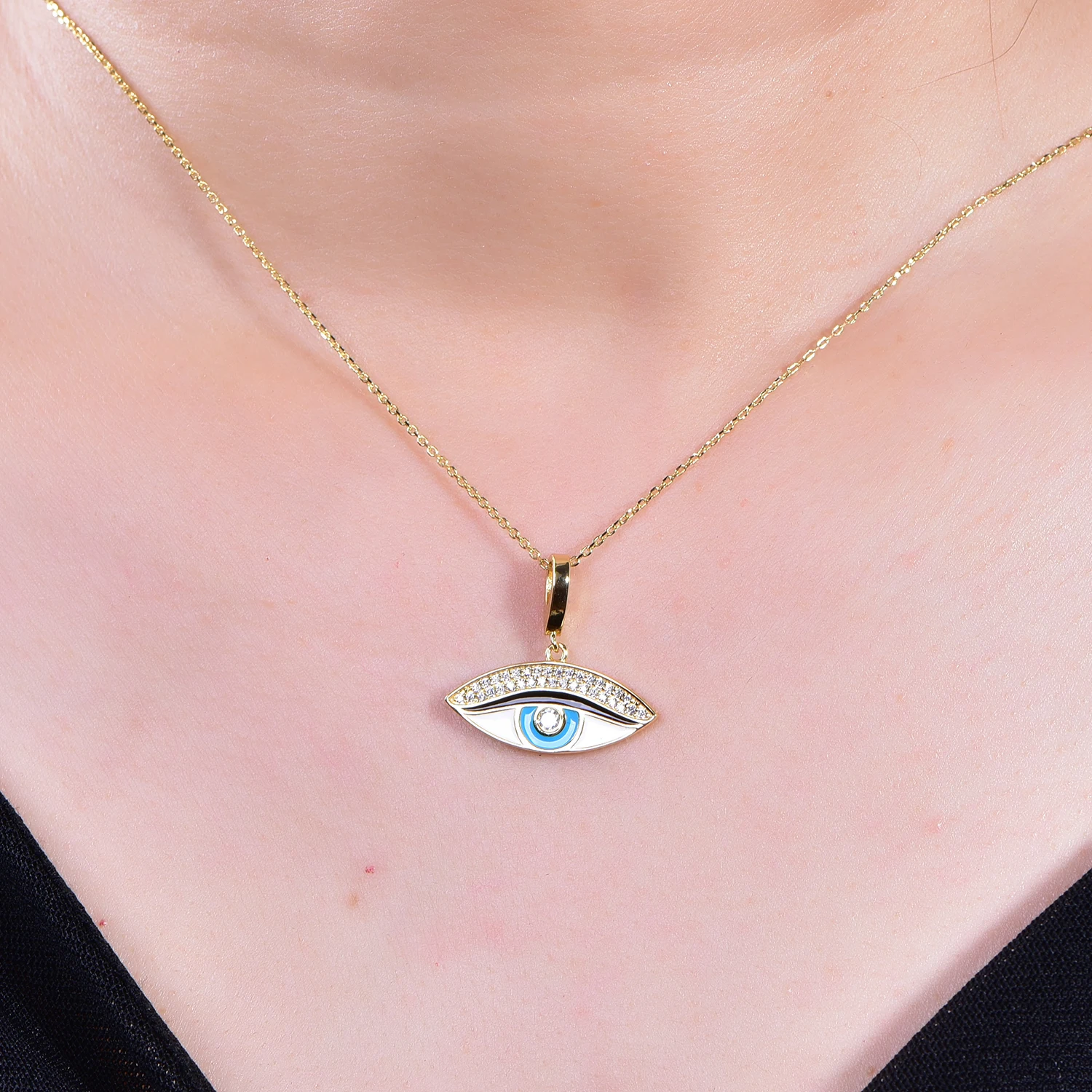 fine jewelry 925 sterling silver necklace evil eye of ra necklace blue evil eye choker necklace for Women evil eye pendant