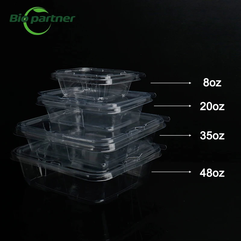 Disposable Cut Fruit Salad Cake Box Square Clear Hinged Take-out Tamper ...