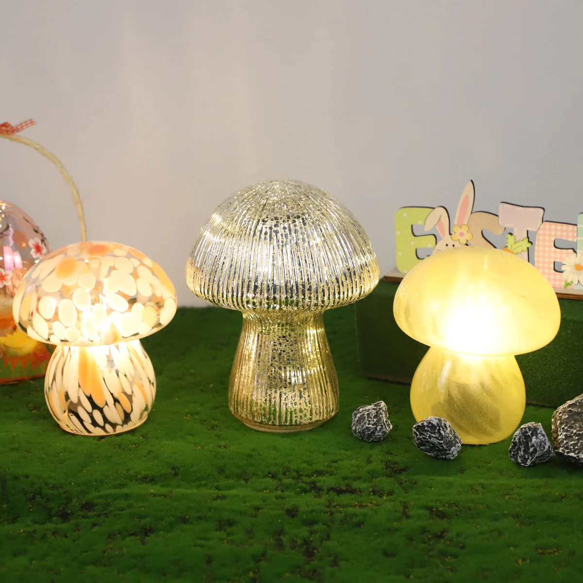 antique blown glass easter mushrooms easter craft gift lights ornamental hand blown glass mushrooms