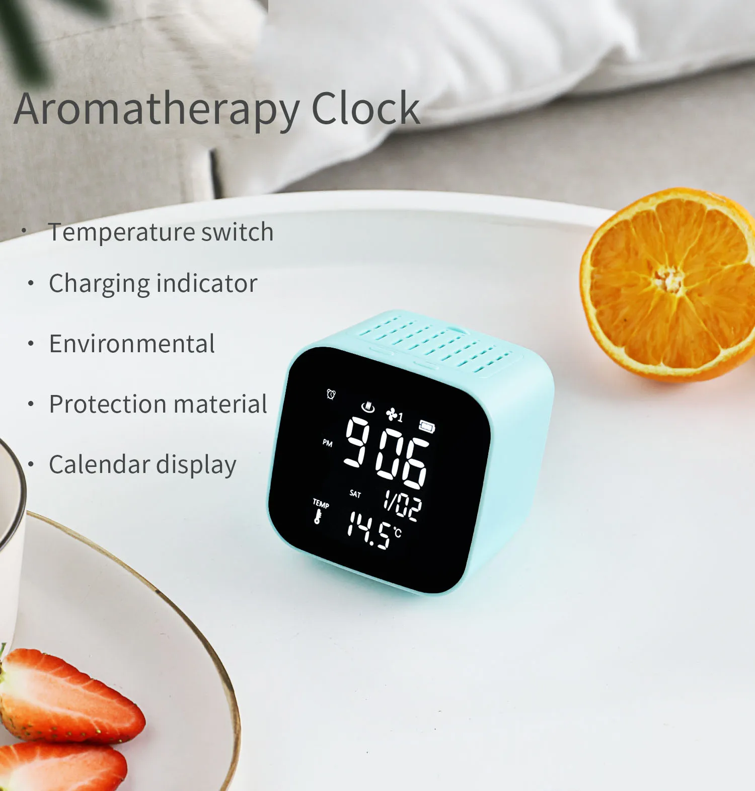Mini Smart Car Clock Digital Display Table Alarm Clock Essential Oil Diffuser Wake up Light Alarm Clock