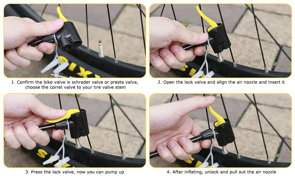 Draagbare elektrische fietspomp van roestvrij staal voor auto thuis_voghion.com