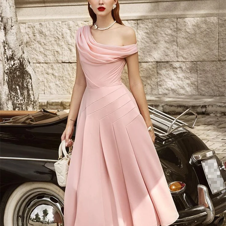 OEM Custom Prom Evening Bodycon Sex Party Formal Midi Dress for Women's  Ladies Lady Elegant Clothing Pleated Casual Dresses