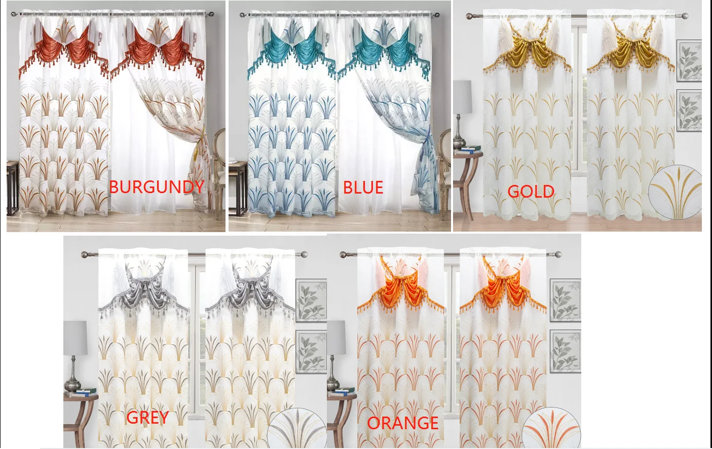 Wholesale Double Layers Home Window Curtains Modern Valance Design