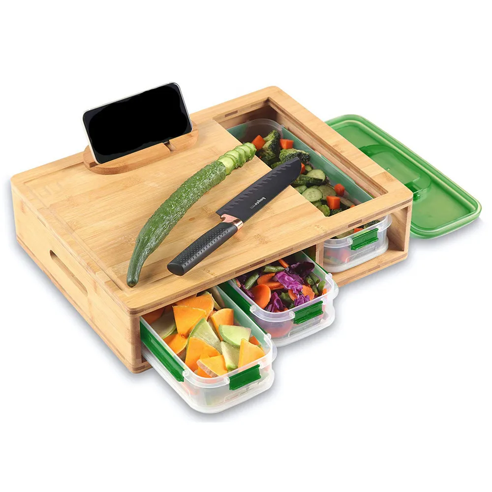 Multifunctional Large Bamboo Cutting Board Set Chopping Block With