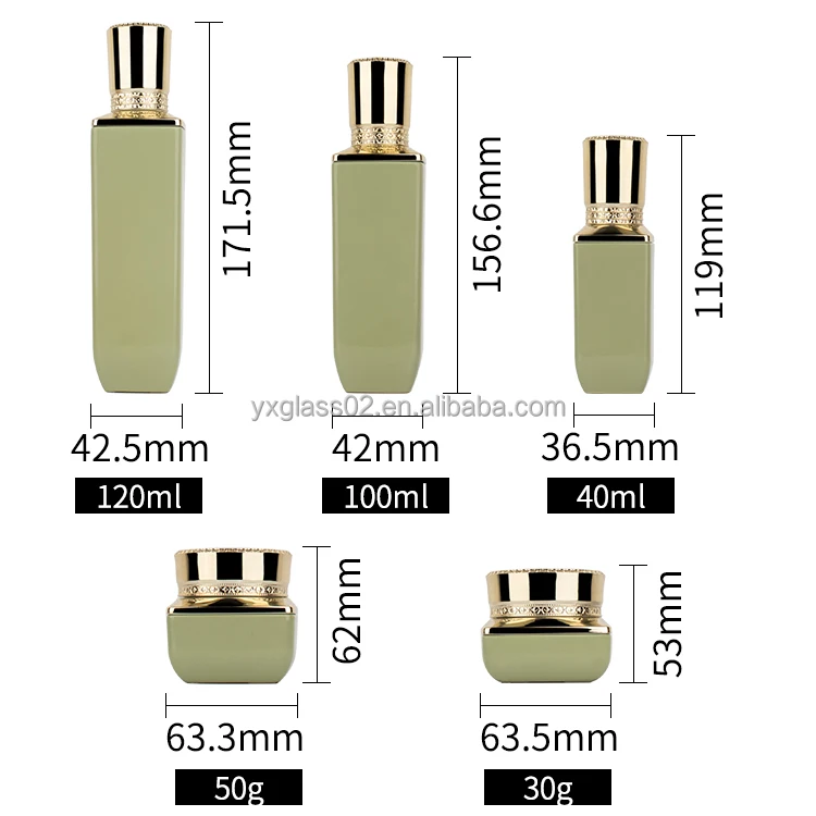 Cosmetic glass bottle set recyclable skincare cosmetic packaging glass container with Luxury pump spray cap manufacture