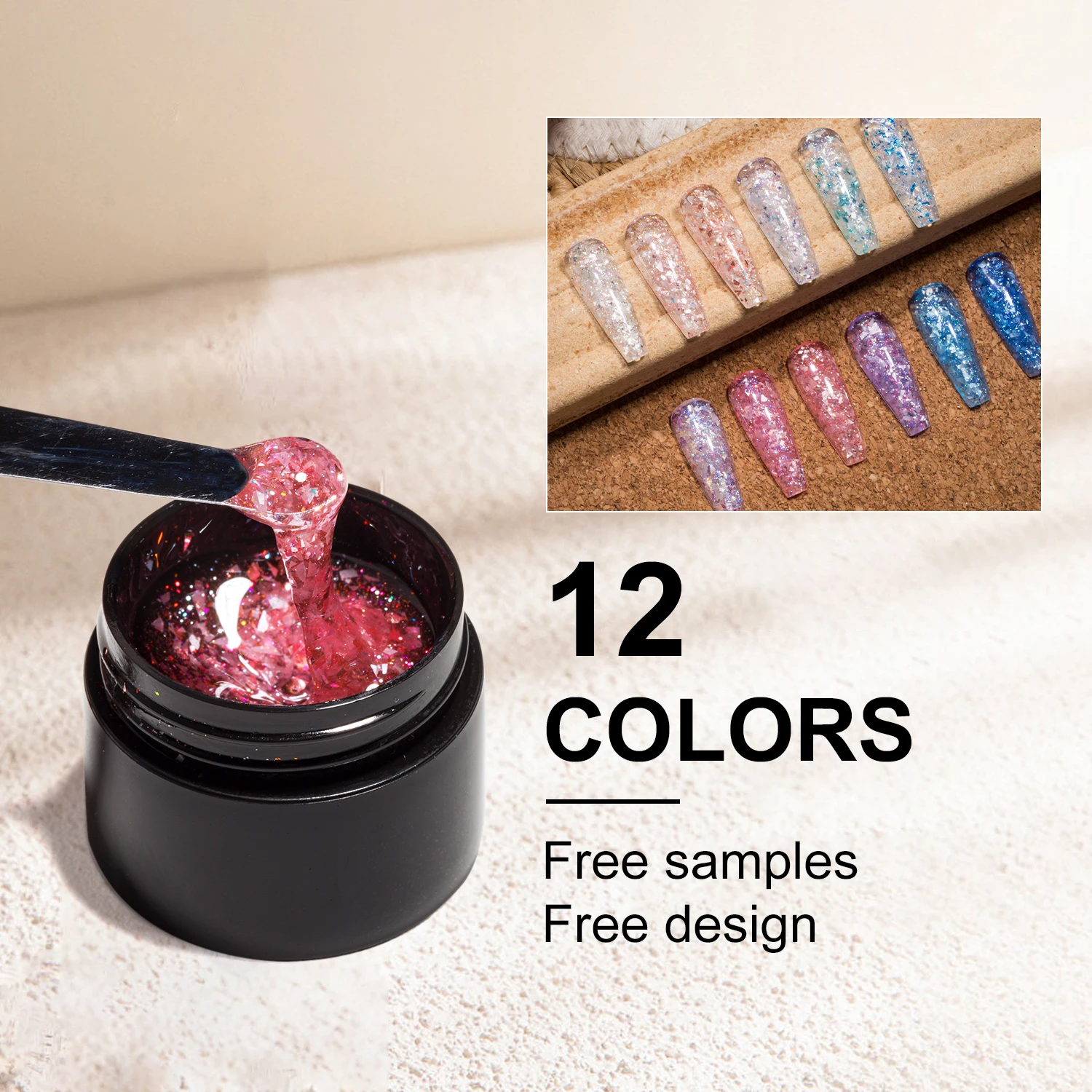 Caixuan 12 Цвет лак для ногтей 20g био-Гели Soak Off Гель Блестящий нейл-арта туманный свет строить