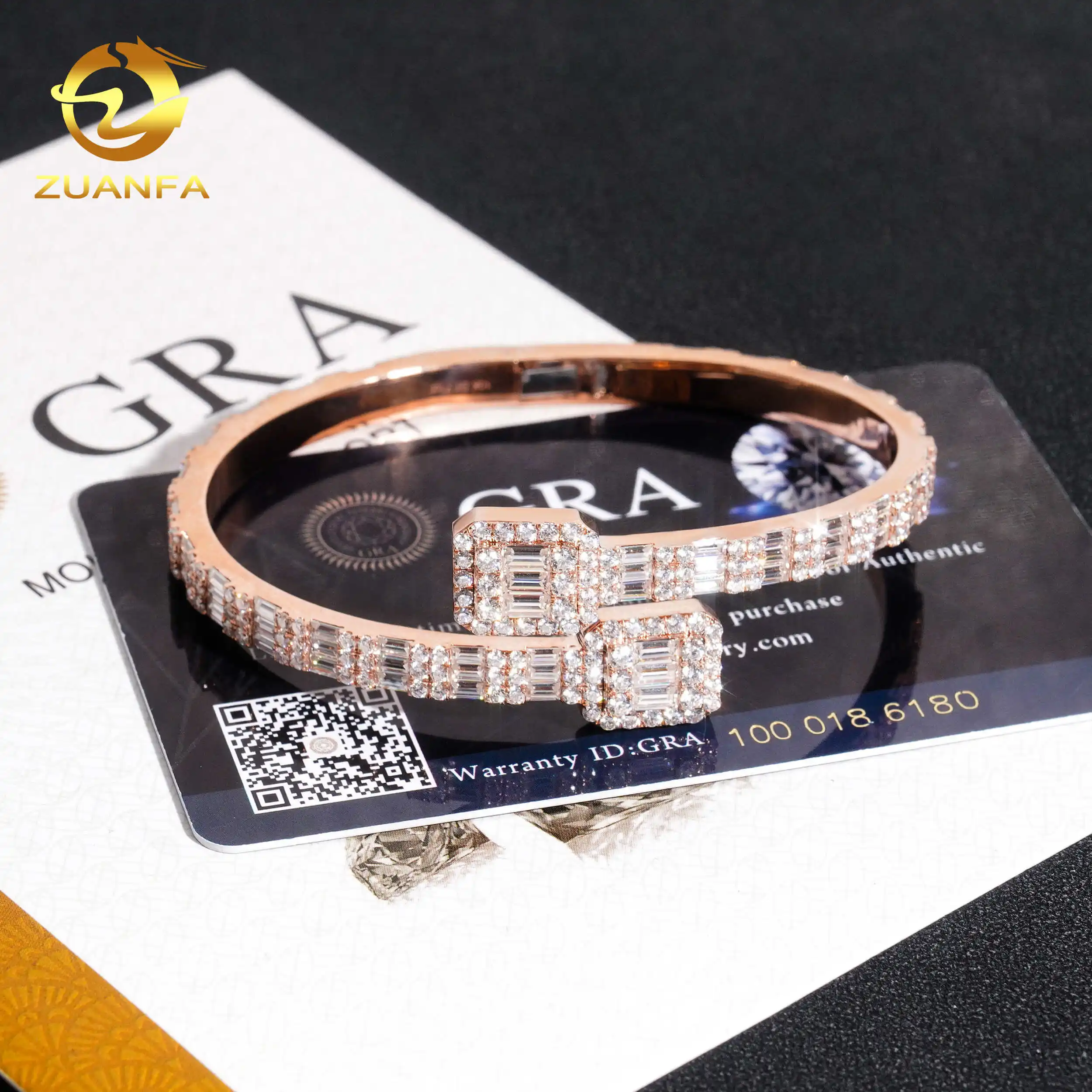 Hip Hop Cuban Cuff Bangle Bracelet Sterling Silver Moissanite_voghion.com