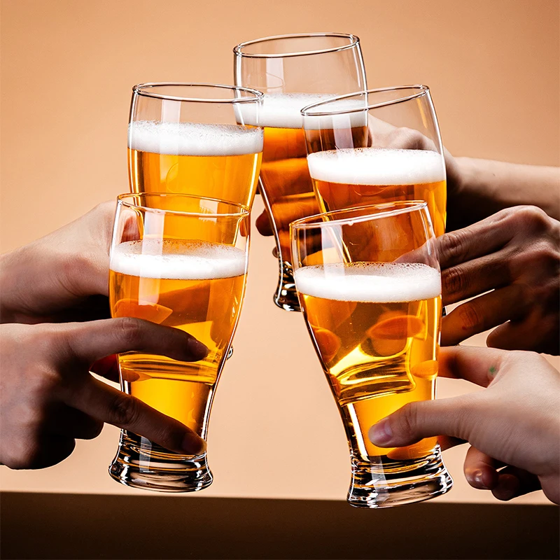 Beer glasses with curved sides and flared rims
