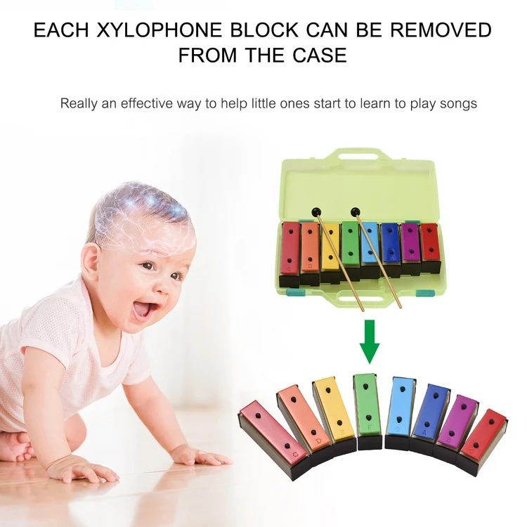 8-note Xylophone Colorful Glockenspiel Removable Rainbow Color Metal ...