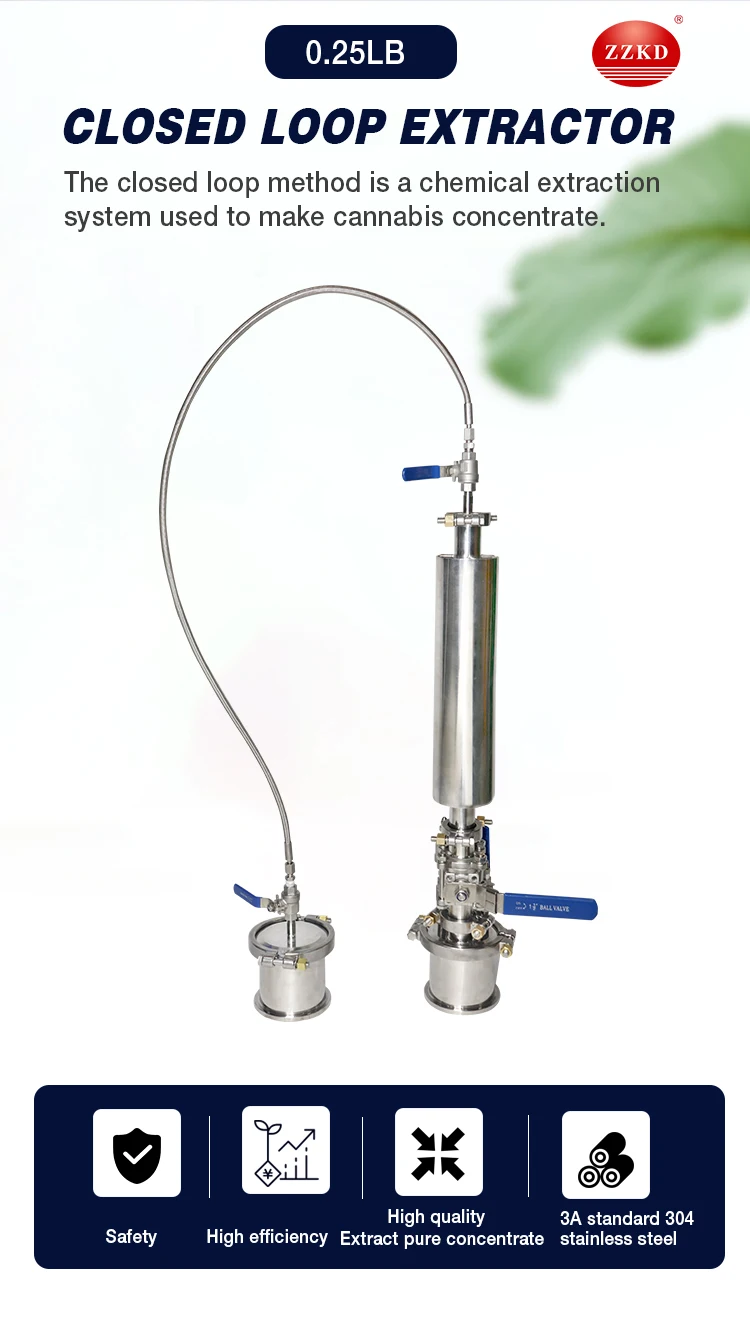 high quality extractor system 0.25-10lb bho closed loop extractor