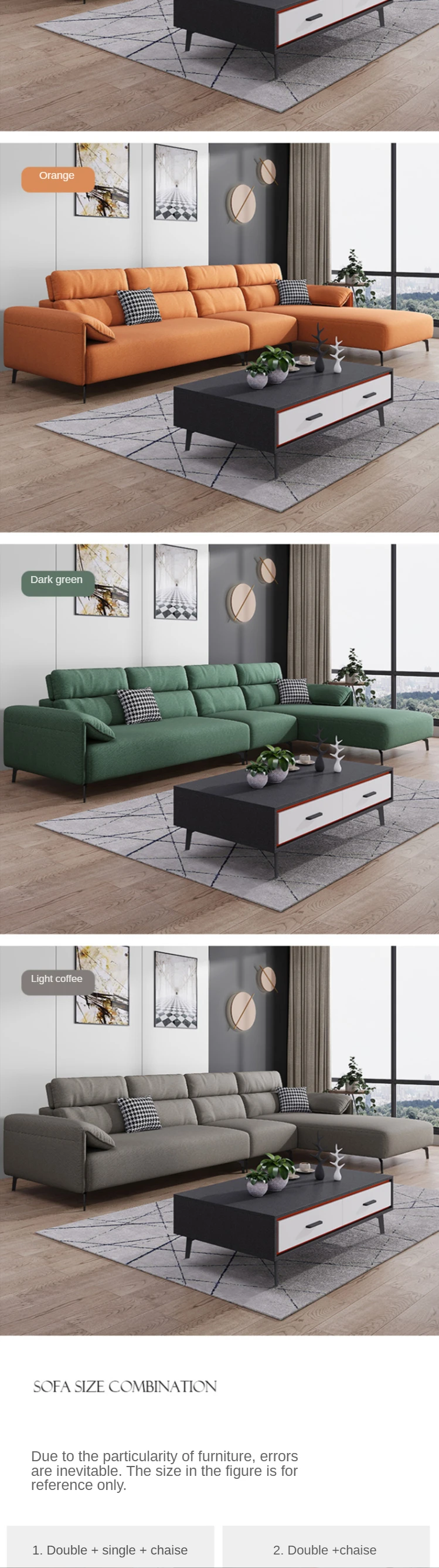 L Shaped Modern Designs American Style Ser Fabric Sofa
