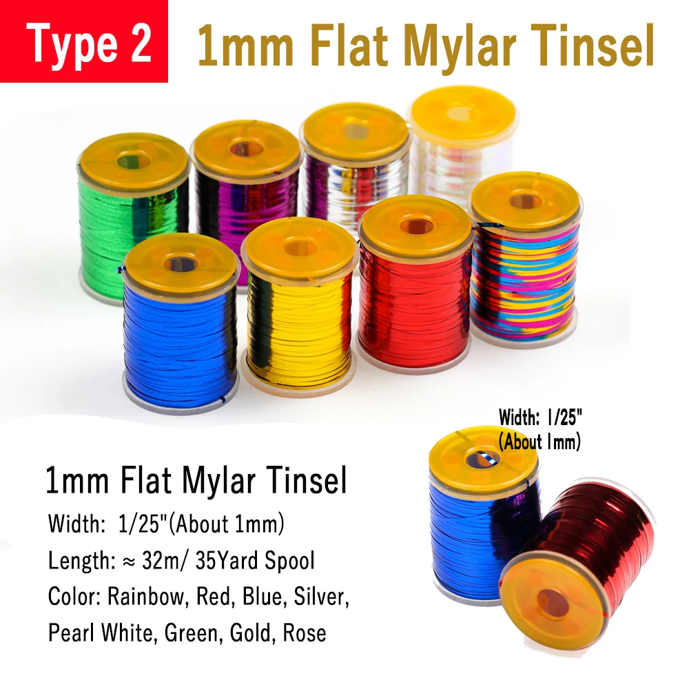 110m 1mm Wide Fly Tying Flat Mylar Tinsel Flash Tape Holographic