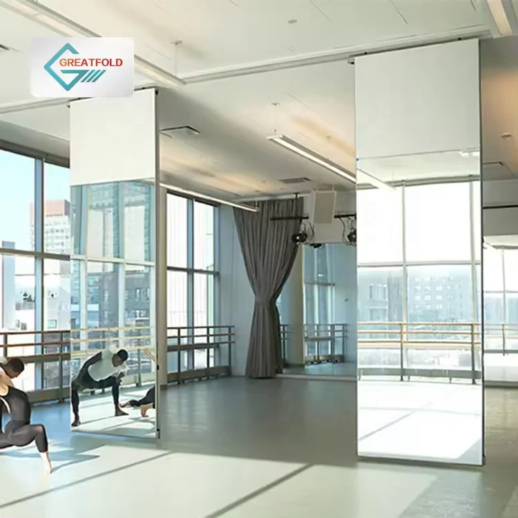 Mirror Operable Stacking Folding Partition Walls Sliding Partition Dancing Studio Rooms Partition Price