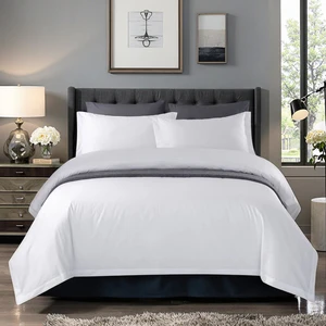 Wholesale Custom Hotel Bed Linen 300tc Woven Modern Luxury White Striped Bedding Set Queen & King 100% Cotton