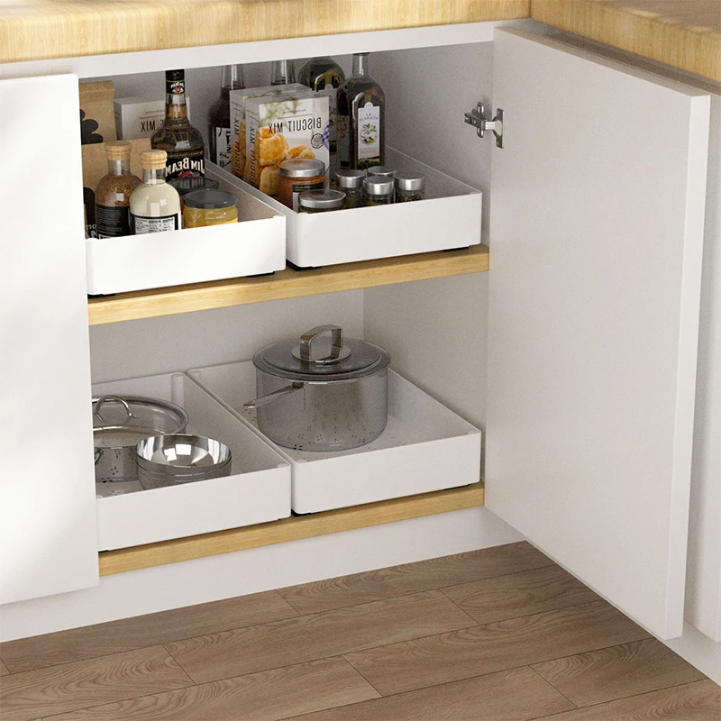 Home Kitchen Storage Pull-Out Cabinet Accessory with Plastic Rack No Punching Sink Drawe aperçu 6