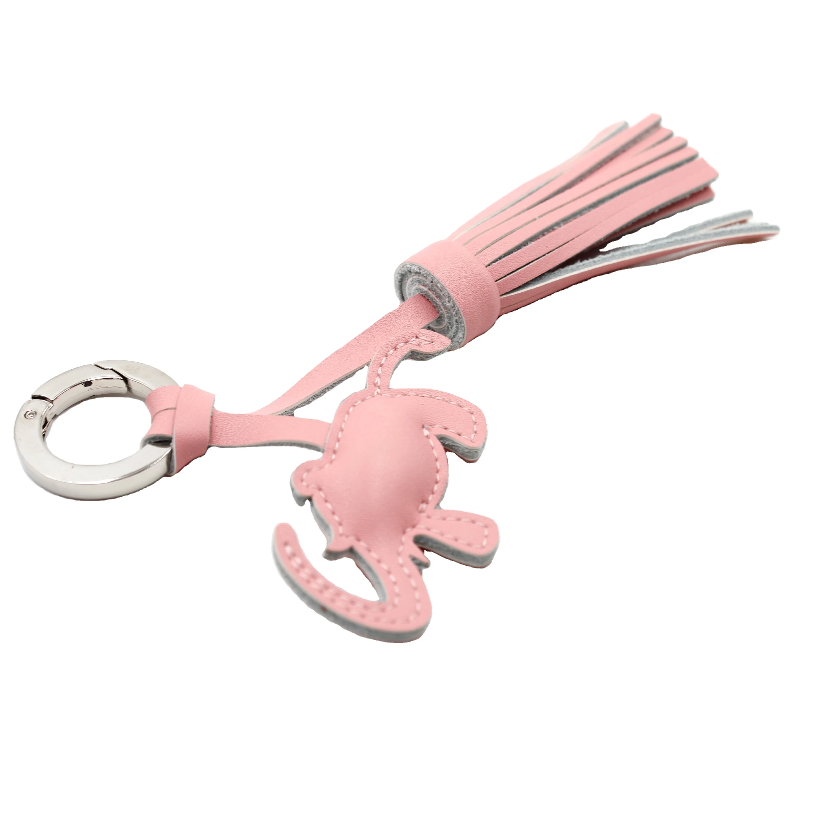Custom Elephant Leather with Tassel  Keychain for Backpack Decoration Accessories Printing logo Cartoon Animal Leather Keychain