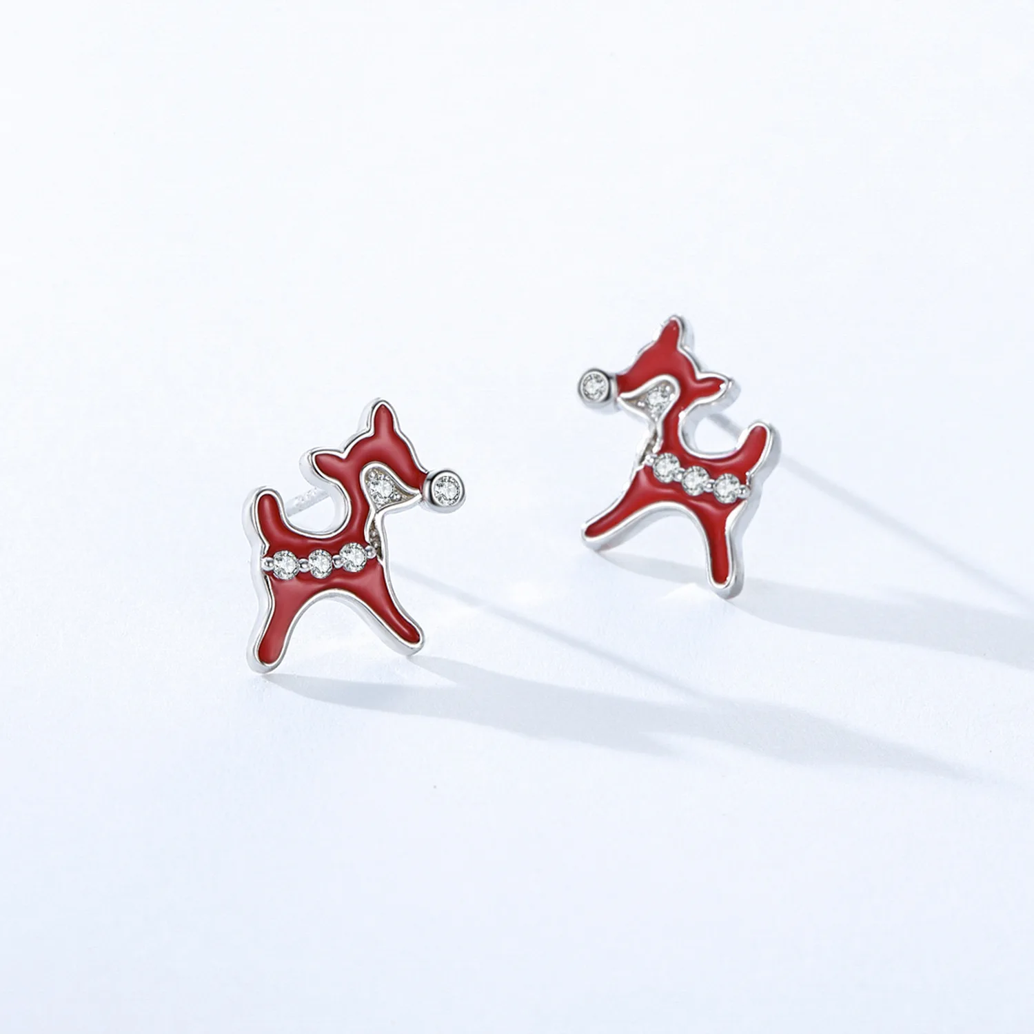 Fine Jewelry Christmas Santa Claus Zircon 925 Sterling Silver Stud Earrings for Christmas Eve Gifts European American Style