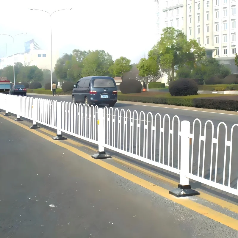 Steel Pipe Road Guardrail, 80x80mm Square Post with 16mm Round Steel, Hot-Dip Galvanized for Long-Term Outdoor Use details