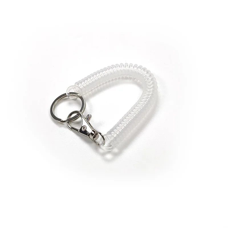 Retractable Coil Spring Keychain With Keyring Lobster Clasp Spiral Wrist Coil Elastic Anti-Lost Carabiner Stretch Key Cord Rope