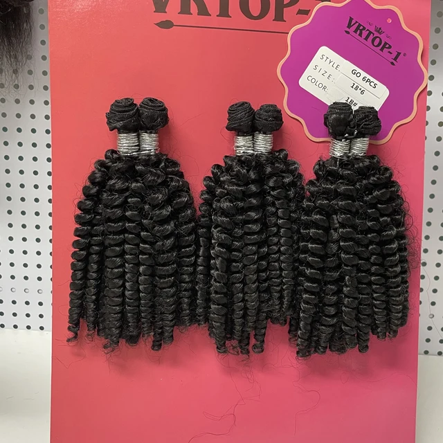 KAMA 18inch* 6 Pcs Afro Curly Hair Extension Bundles Funmi Curly Hair Weave Bundles Natural Hair for Black Hair Women