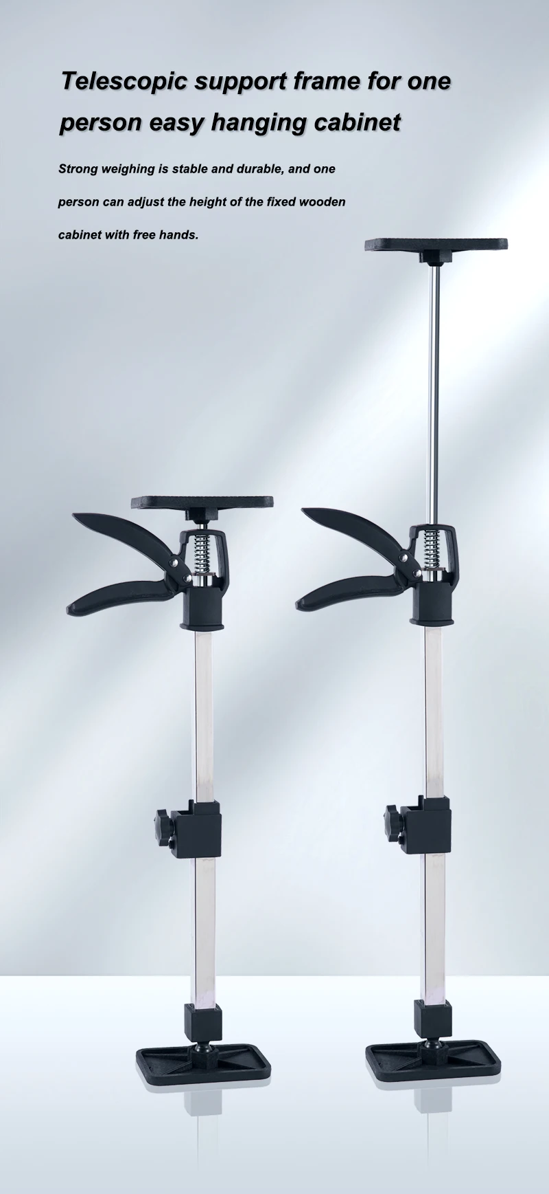 4PK Support Pole, Steel Telescopic Adjustable 3rd Hand Support System, Support Rod, Supports Up To 154 Lbs Construction Rods For Cabinet Jacks Cargo Bars Drywalls Extends From 49 Inch To 114 Inch