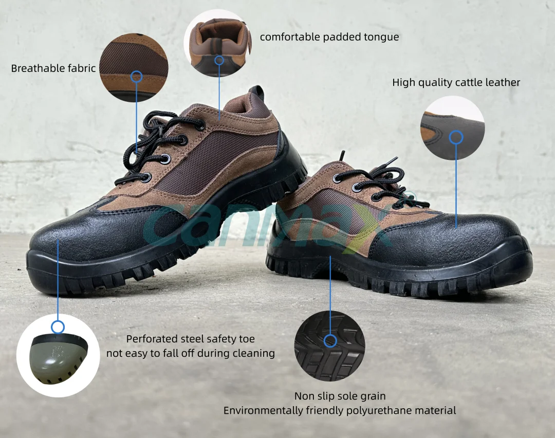 Canmax Factory Custom Antistatic Work Steel Toe Boots Safty Boots Men