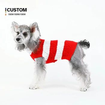 Factory customize Multicolor Pure Cotton Dog Christmas Sweater Designer Dog Sweater Green Knitted Pet Sweater Christmas cane