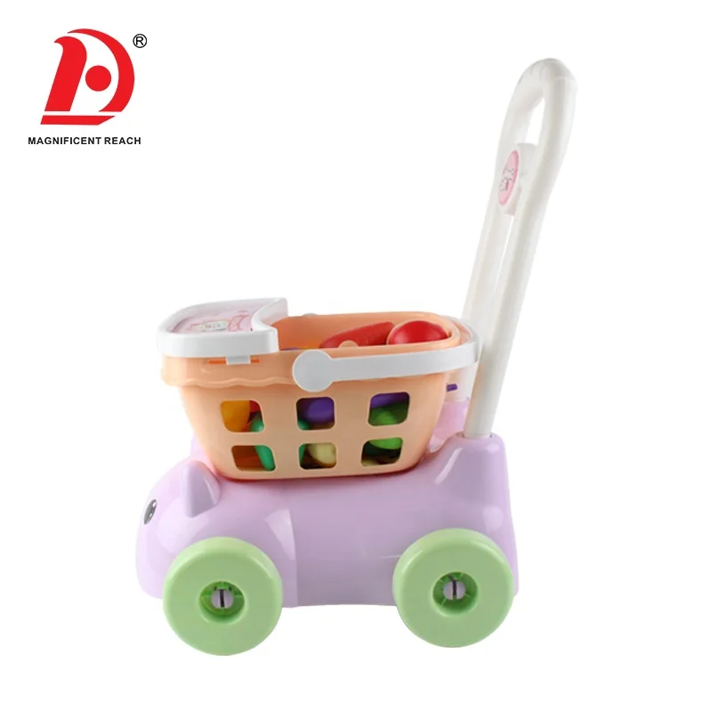 
 HUADA 2019 девочки ролевые игры Пластиковые Мультяшные тележки детские игрушки продуктовые тележки с фруктами  