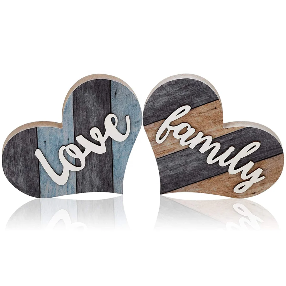 Rustic Farmhouse Wooden Sign Heart Shaped Wooden Family Decoration Home Wooden Wall Decor Multicolor For Bedroom Kitchen Table Buy Cozy Home Wooden Signs Are Printed With 3d Words Which Are Family And